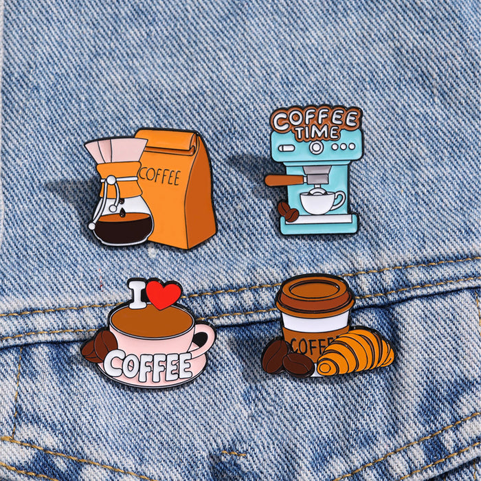 Wholesale Dripping Oil Coffee Series Brooch