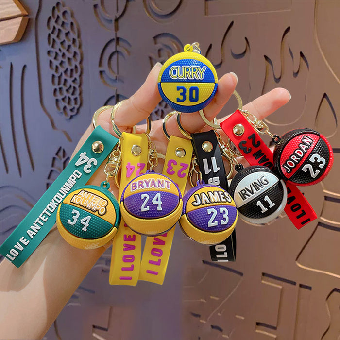 Wholesale Cartoon key chain star basketball pendant bag pendant car key chain gift