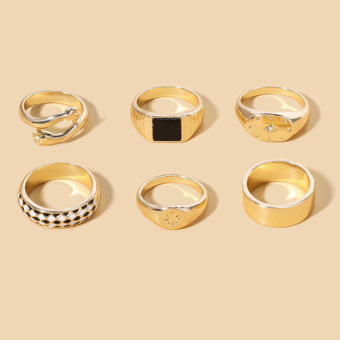 Wholesale Jewelry gold-plated alloy ring set, niche design, stacked ring, ring