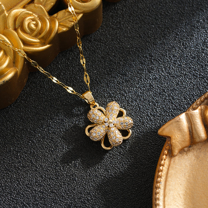 Wholesale Rotating Bauhinia Flower Necklace