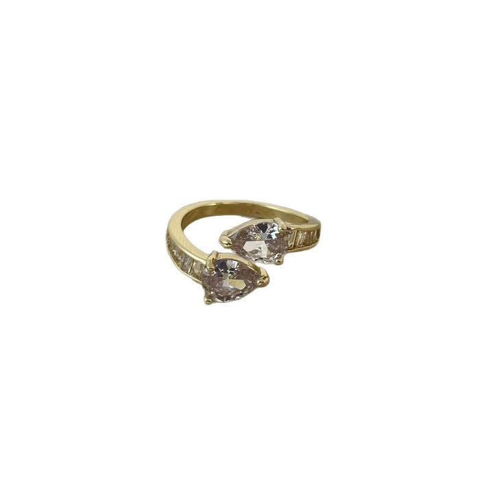 Wholesale Copper Zircon Open Ring Colored Zirconium Gold Finish Adjustable Drop Shape Fashion Accessory