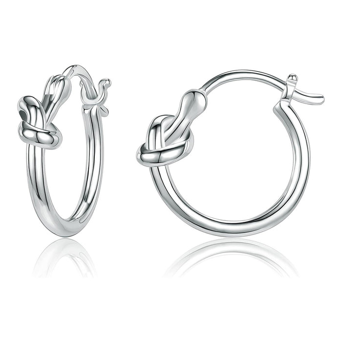 Wholesale Stainless Steel Light Luxury Knotted Wire Hoop Earrings