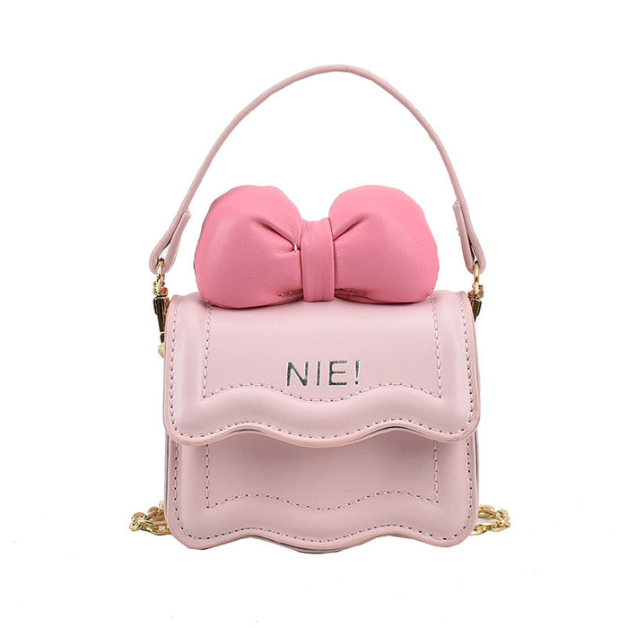 Wholesale Pu Mini Children Girls Shoulder Bag Bow Chain Crossbody Small Bag JDC-SD-YuanDuo046