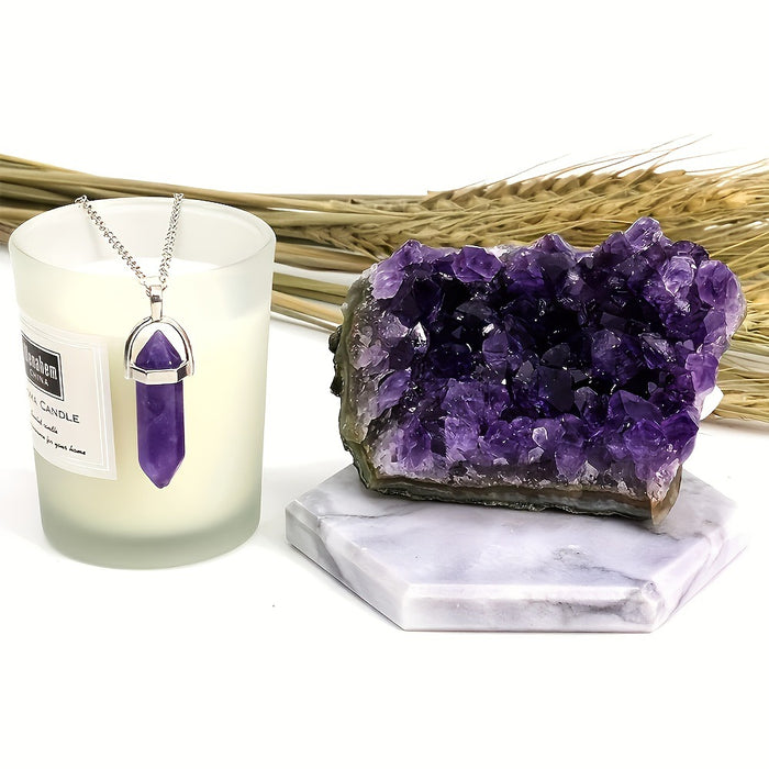 Wholesale Amethyst pendant necklace gift box jewelry set