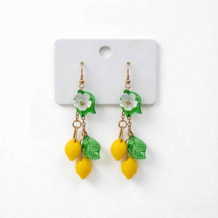 Wholesale Plastic Resin Lemon Earrings Handmade Fruit Jewelry Trendy Summer Fashion Accessory