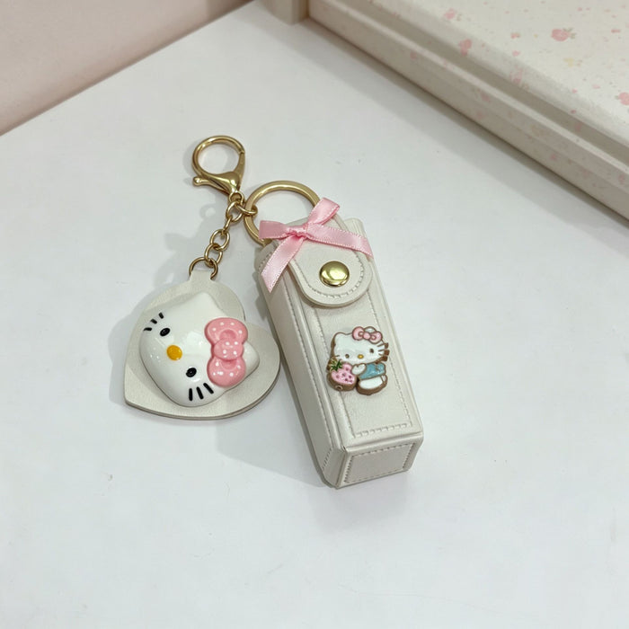 Wholesale Cartoon Lipstick Holder Keychain Bag Charm Cosmetic Mirror Decorative Accessory