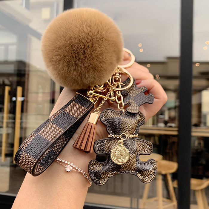 Wholesale Leather Cartoon Fur Ball Keychain (F) JDC-KC-ChengX001