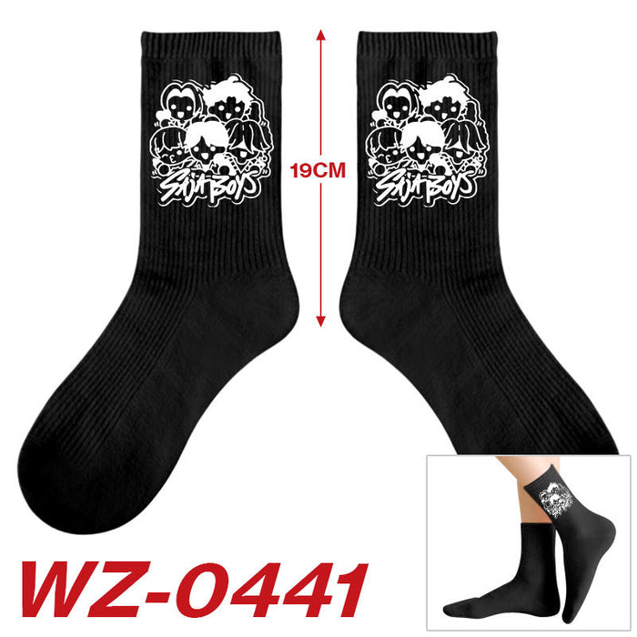 Wholesale Kpop Cute cartoon-themed printed colorful mid-calf socks