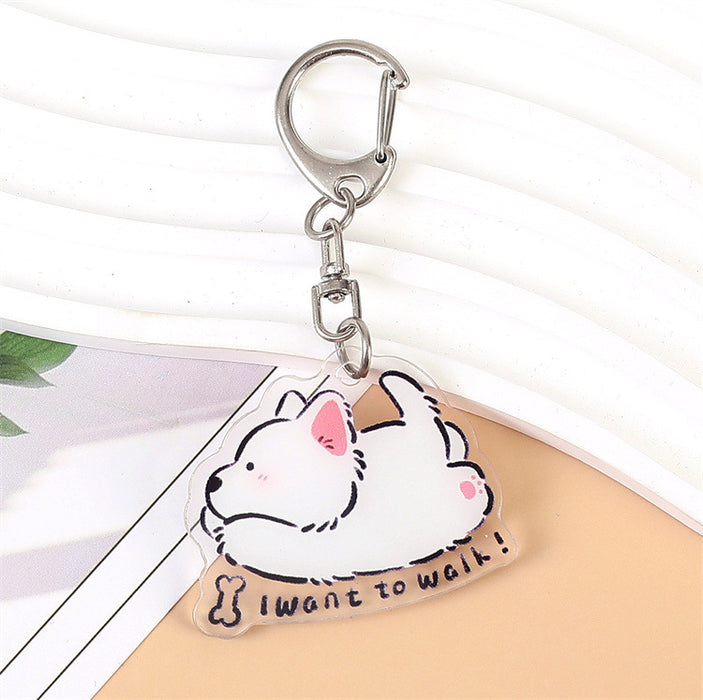 Wholesale Double-Sided Acrylic Cartoon Bichon Puppy Keychain Cute Bag Charm MOQ≥2