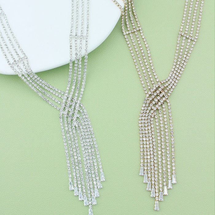 Wholesale Multi-layer Tassel Rhinestone Zircon Clavicle Necklace Personalized Fashion Necklace