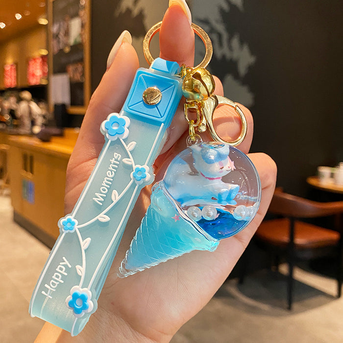 Wholesale Acrylic Ice Cream Unicorn Quicksand Keychain JDC-KC-ManL003