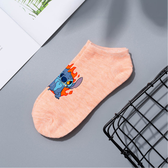 Wholesale Cartoon Simple Breathable Short Style Multi-color Cotton Crew Socks JDC-SK-WuDM001