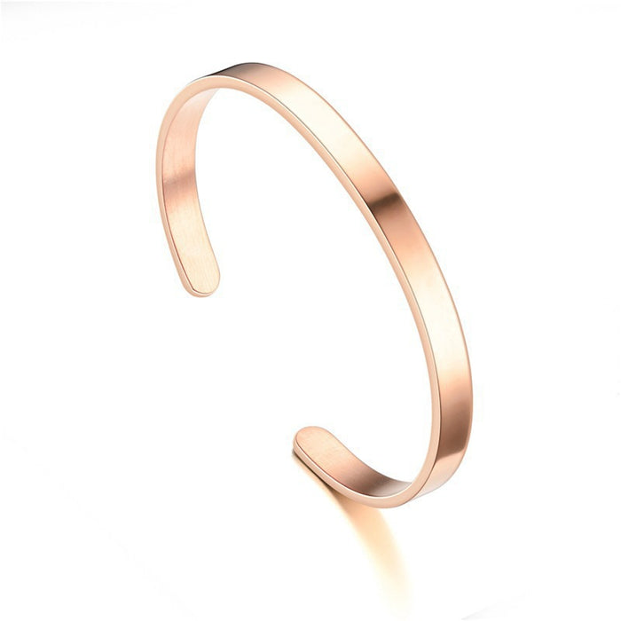 Wholesale Open-face polished C-shaped stainless steel bracelet
