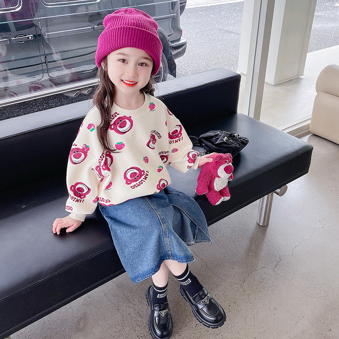 Wholesale Sweatshirts for Women Spring and Autumn New Style Fashionable Baby Girls Cute Autumn and Winter Long-sleeved Tops for Children JDC-CTS-QNE005