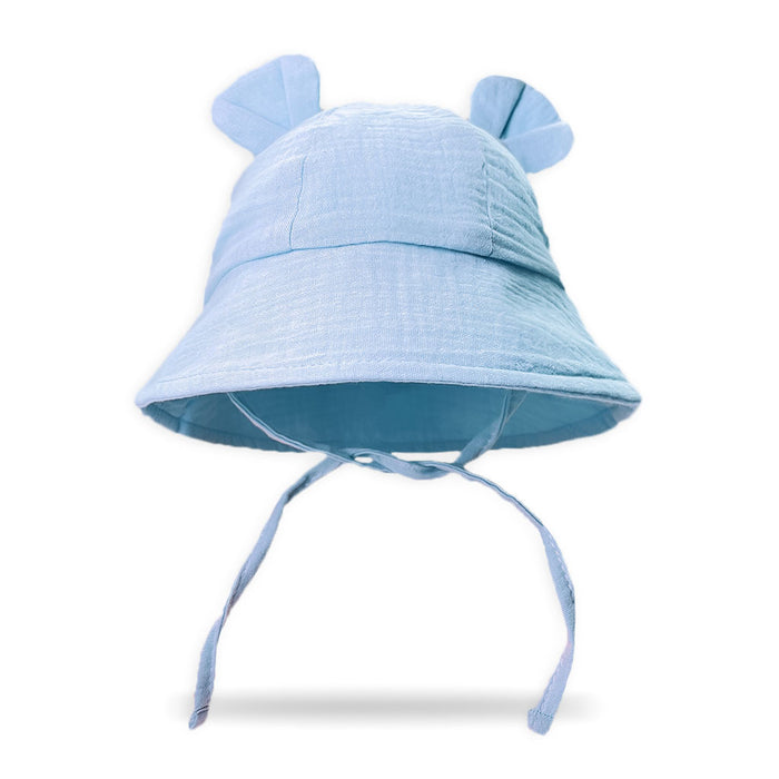 Wholesale Summer Baby Solid Color Gauze Basin Hat New Rabbit Ear Children's Sun Hat JDC-FH-ZB001