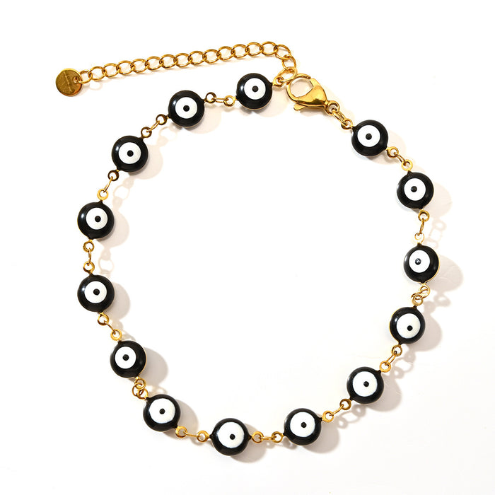 Wholesale Fashion classic style color preserving electroplated stainless steel Devil's Eye ankle chain multi-color wholesale