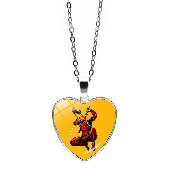 Wholesale Marvel Deadpool Wolverine Love Necklace Jewelry Women Deadpool Wolverine Heart Pendant Sweater Chain JDC-NE-JY003