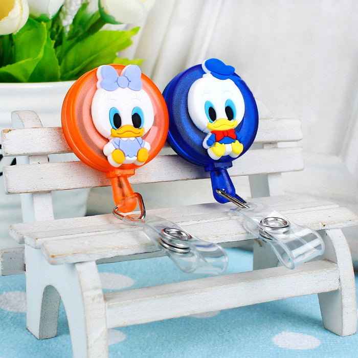 Wholesale Cartoon Badge Scroll Retractable Plastic Keychain JDC-KC-LuoKe003