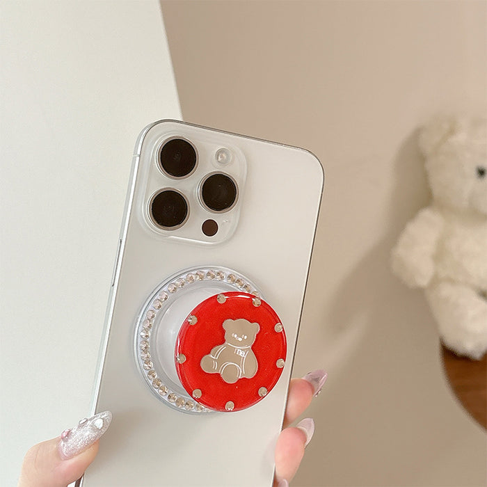 Wholesale Bear-Shaped Mirror Phone Holder with Rhinestones
