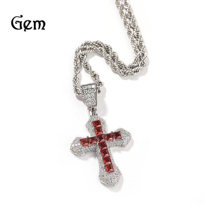 Wholesale Zircon Cross Men's Necklace Fashion All-match Chain Jewelry