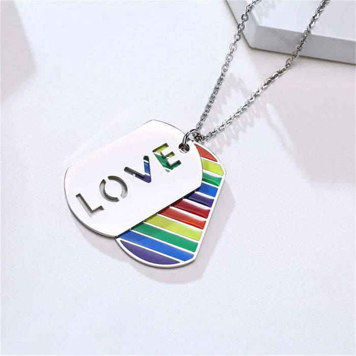 Wholesale jewelry Rainbow Necklace Double Layer Color Stainless Steel