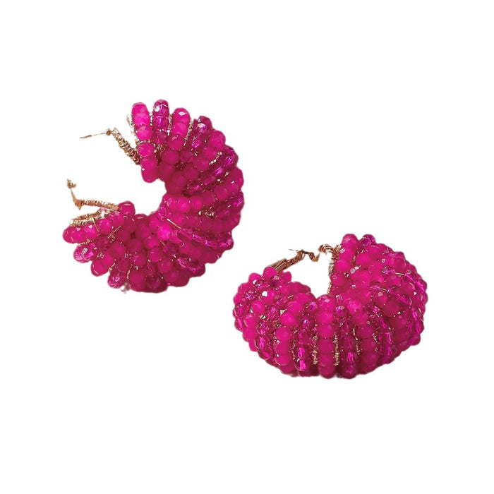 Wholesale New Fashionable Simple Circular Handmade Beaded Earrings and Ear Accessories