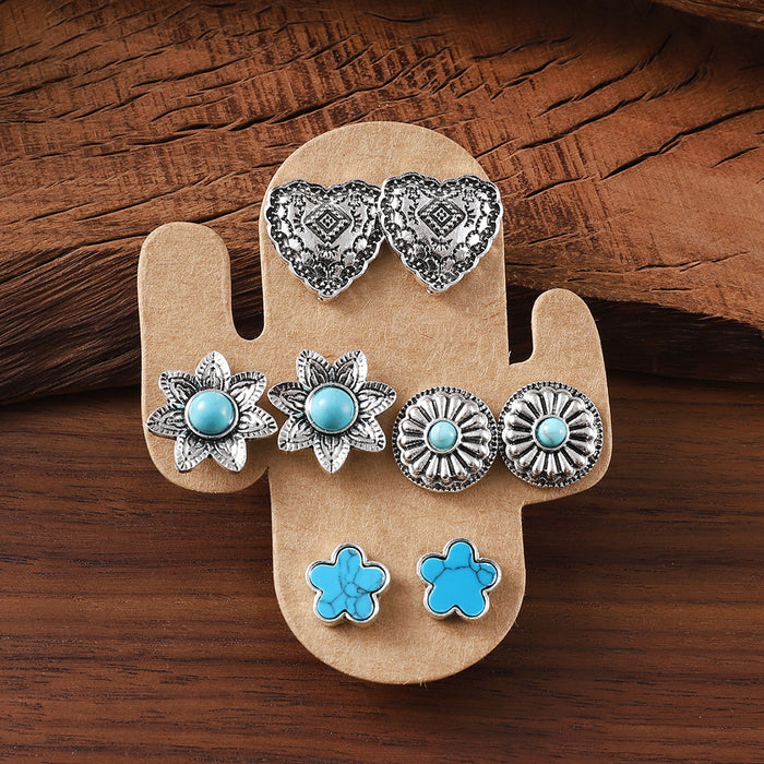 Wholesale Horseshoe Cactus Heart Shape Cowboy Boots Earring Set Western Cowboy Earring Set