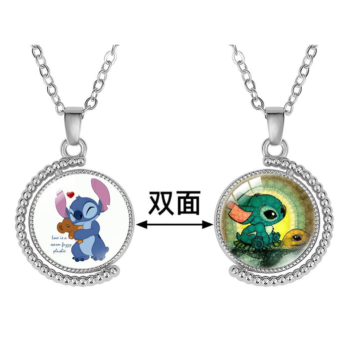 Wholesale Creative double-sided rotating cartoon character pendant necklace