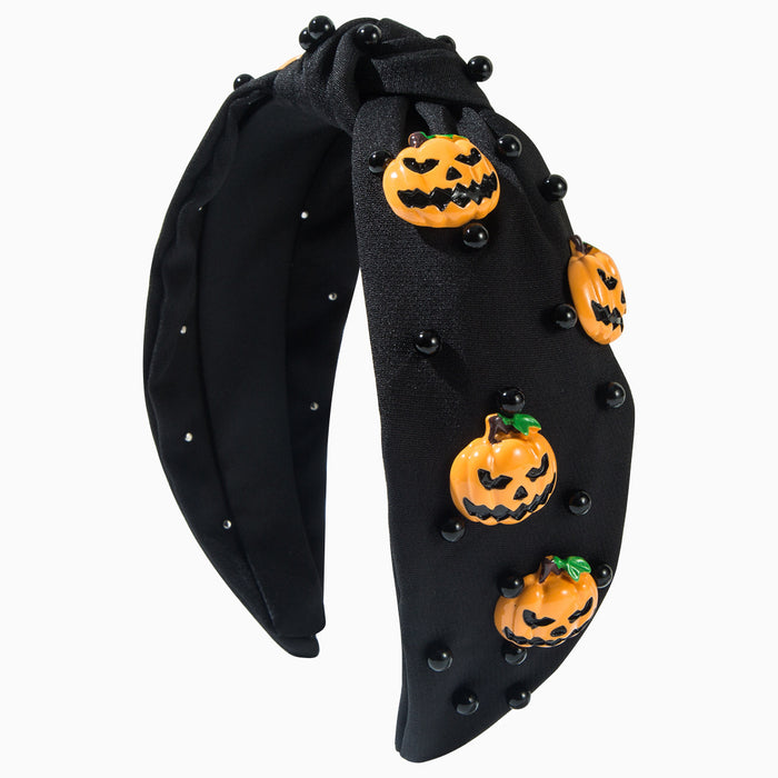 Wholesale Halloween Ghost Pumpkin Fabric Wide Brim Headband JDC-HD-HM027