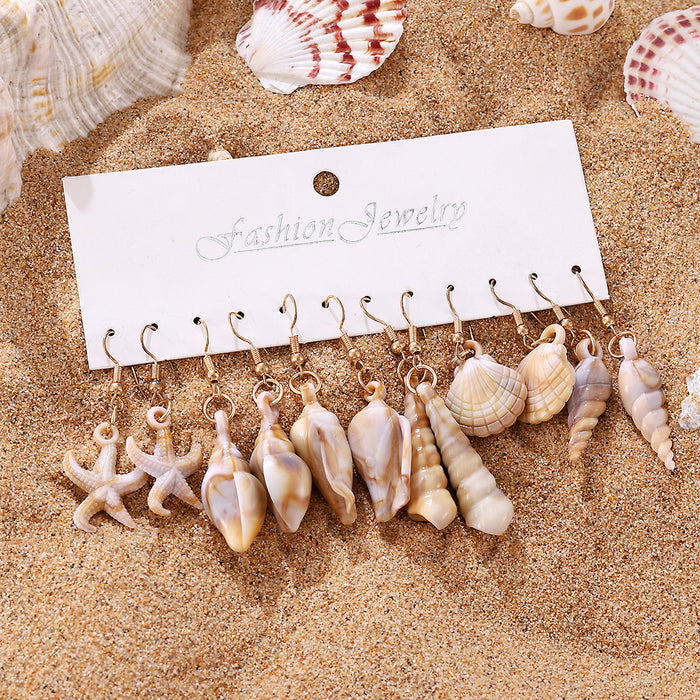 Wholesale Acrylic Electroplated Conch Earring Set Summer Beach Jewelry Accessory