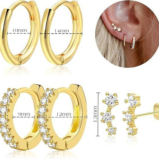 Wholesale Silver Needle Triple Diamond Earrings