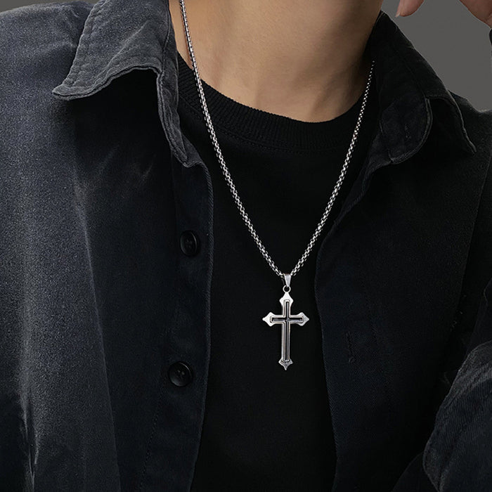 Wholesale Cross necklace for men and women, Instagram trendy couple, bouncing disco pendant, personalized student, hip-hop style, design sense, niche necklace