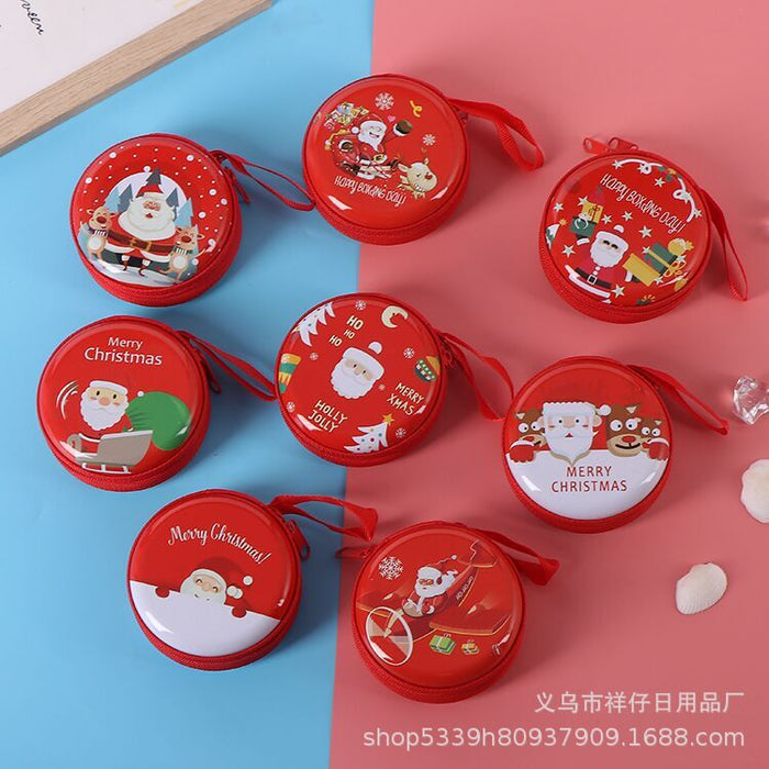 Wholesale Christmas Round Cartoon Tinplate Coin Purse Wallet JDC-WT-Xiangz002