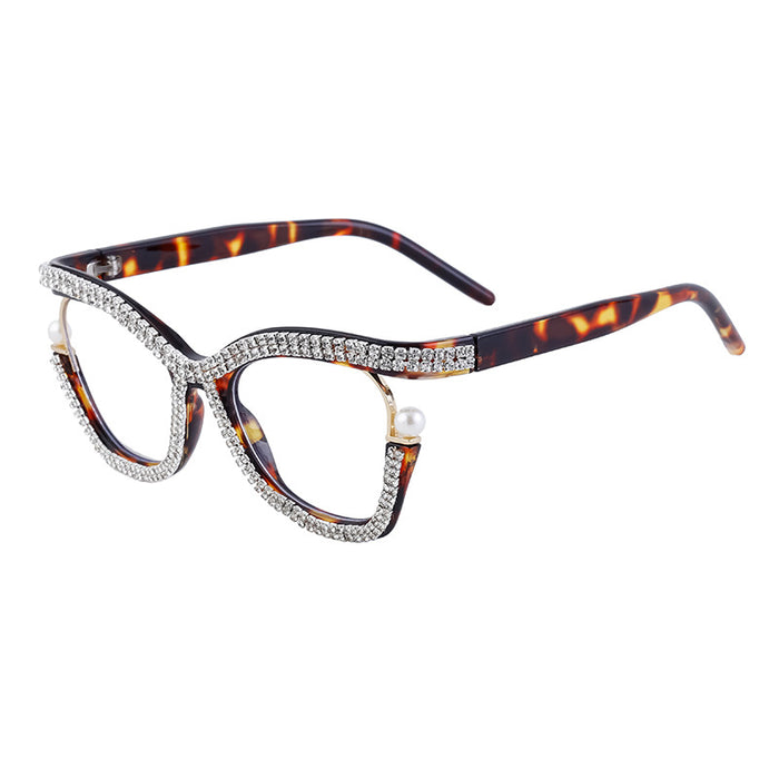 Wholesale diamond plain glasses frame female fashion cat eye can match myopia glasses frame female