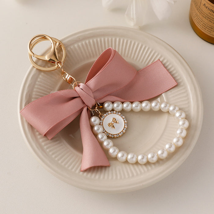 Wholesale Big Bow Tie Pearl Keychain JDC-KC-CH117