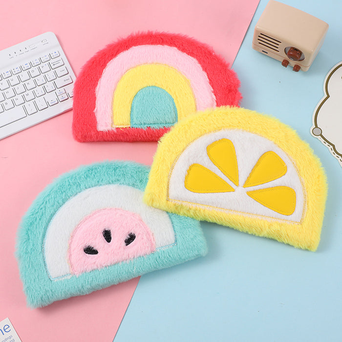 Wholesale Creative semicircle plush book cartoon student color notepad children' s rainbow cute diary