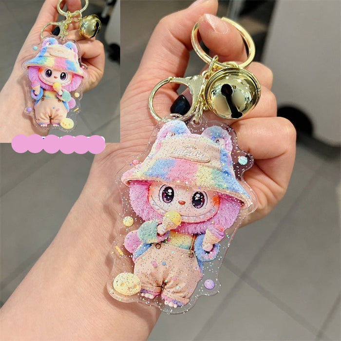 Wholesale 5 PCS cartoon acrylic keychains with cute double-sided printed design.
