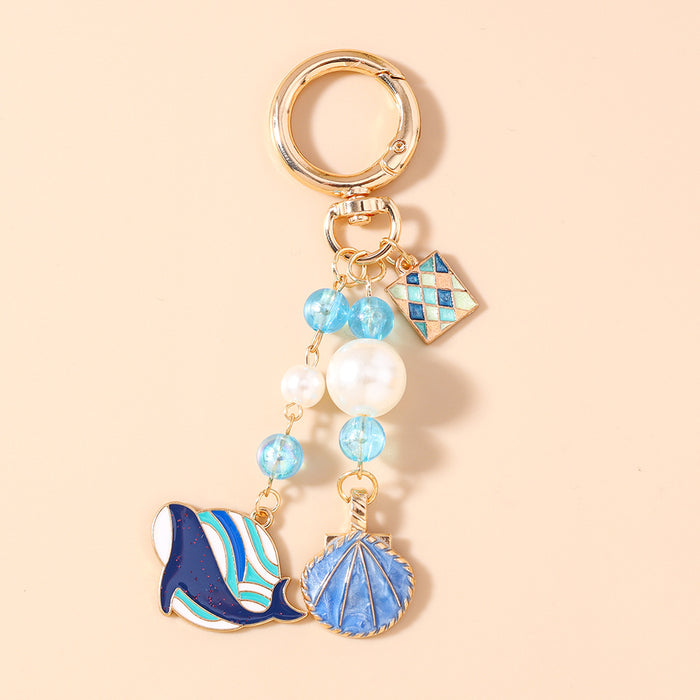 Wholesale Marine animal whale shell metal keychain