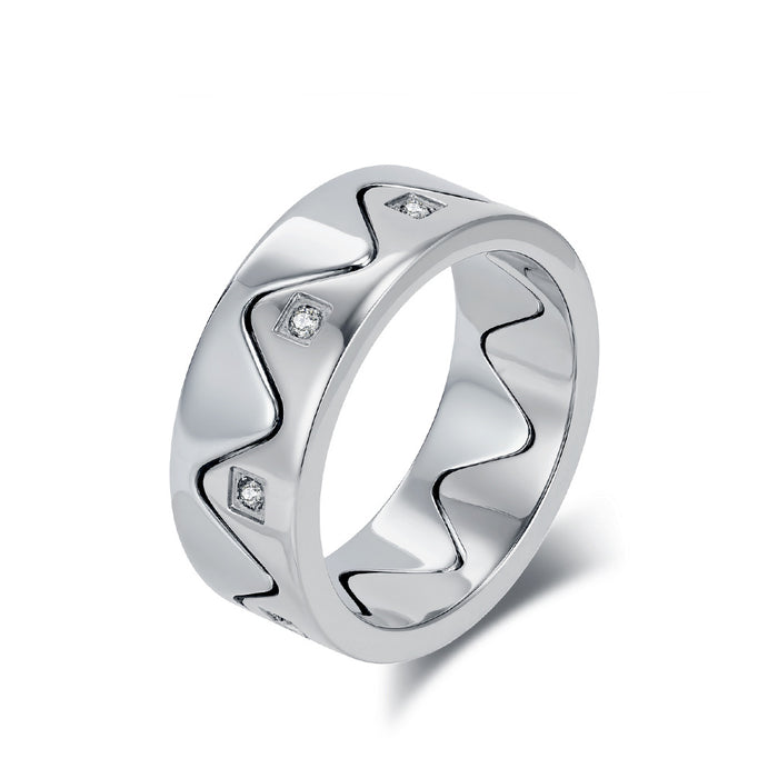 Wholesale Crown diamond studded titanium steel ring