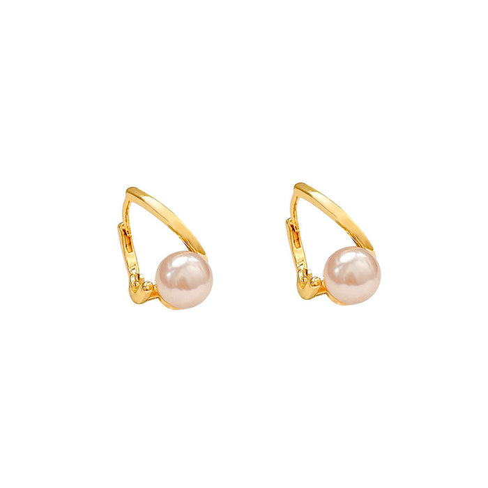 Wholesale Simple Champagne Pearl Ear Buckle Earring