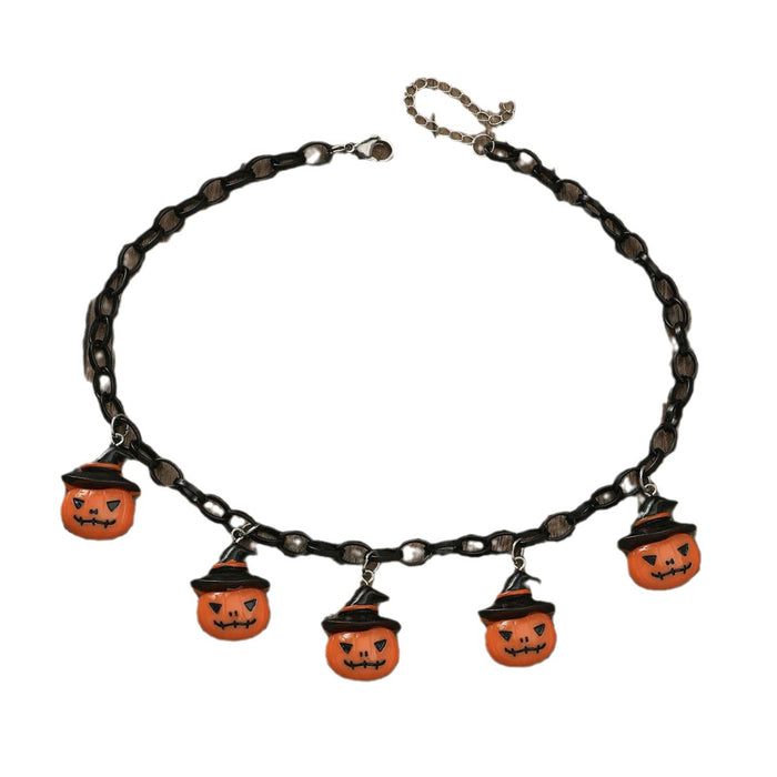 Wholesale Halloween Acrylic Pumpkin Ghost Pendant Necklace JDC-NE-JunJie003