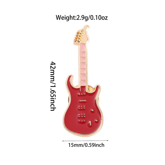 Wholesale Vintage Electroplated Guitar Brooch Musical Instrument Lapel Pin Trendy Backpack Badge For Casual Gift