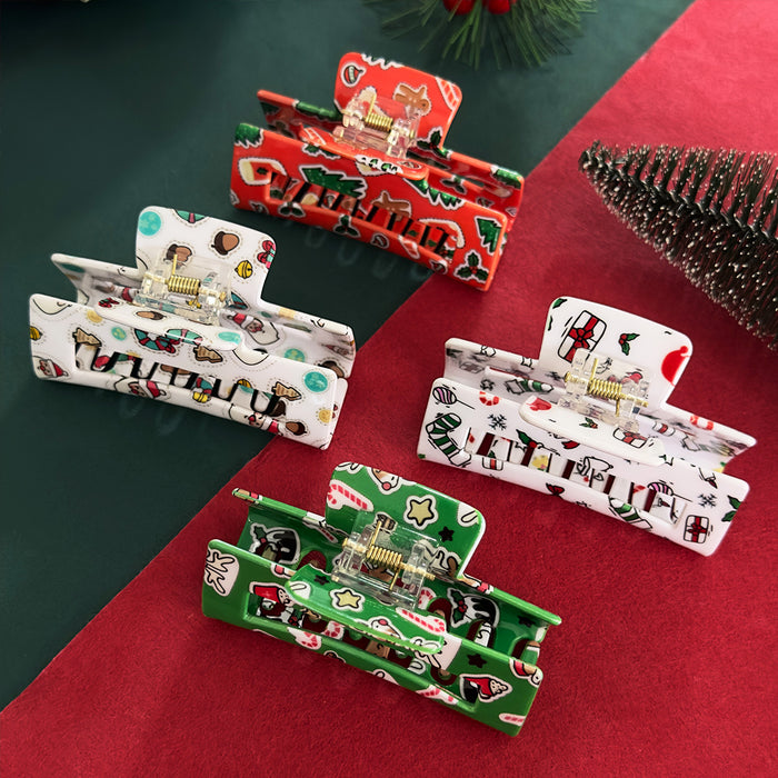 Wholesale Christmas Pickled Gingerbread Man Elk Hair Clip Christmas Elements Hair Grab Hair Ornament Shark Clip