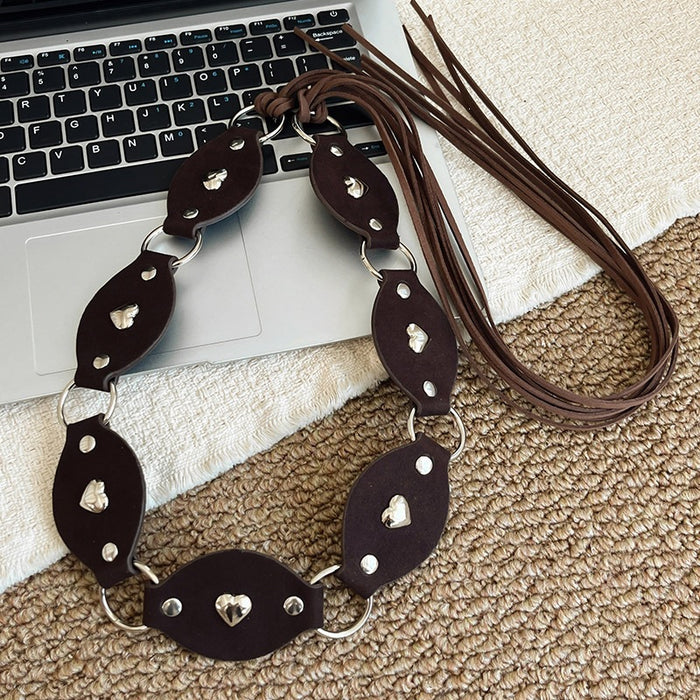 Wholesale Women S Bohemian Woven Waist Belt With Rivets Y2K Metal Chain For Party Chic Boutique Fashion Accessory