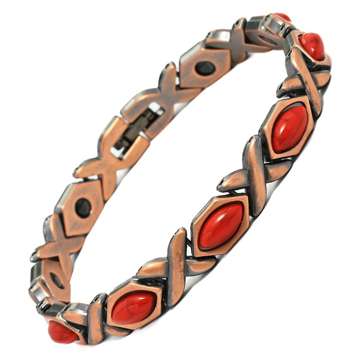 Wholesale Turquoise Magnet Bracelet Antique Red Copper Brushed Retro Bracelet