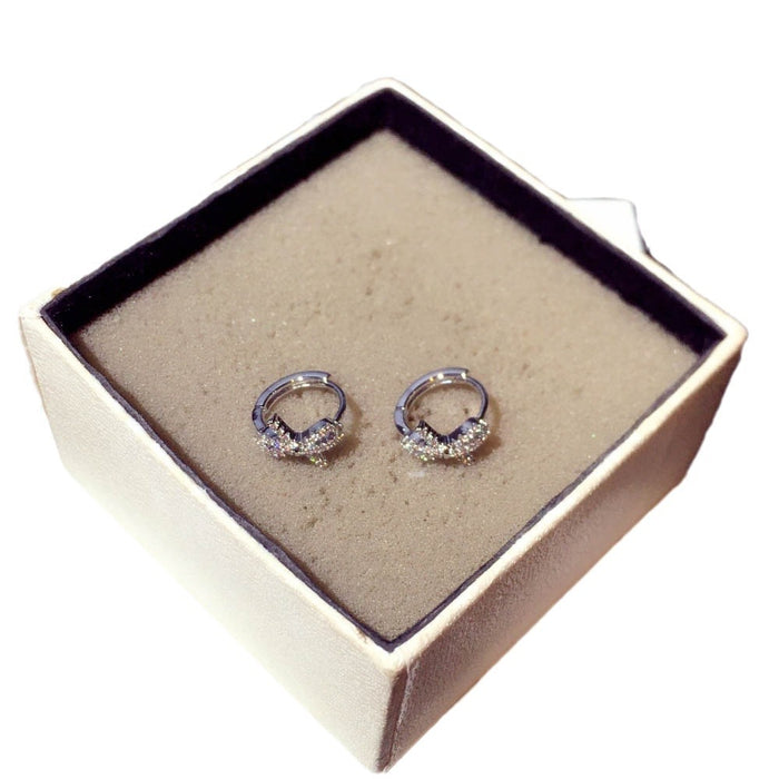 Wholesale Subtle high-end ear buckle earrings with simple zirconium inlay bow temperament earrings for women