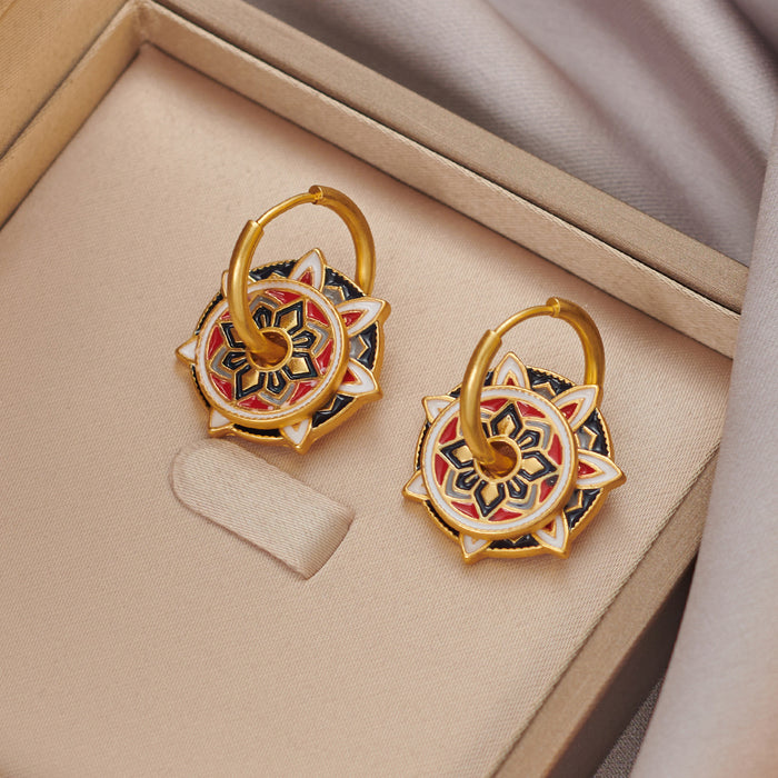 Wholesale Retro Light Luxury Butterfly Flowers Earrings