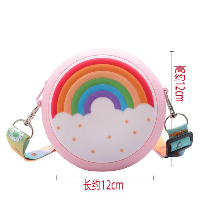 Wholesale Rainbow Donut Bag Children's Coin Purse Silicone Shoulder Backpack Baby Cartoon Wallet Crossbody Bag Women