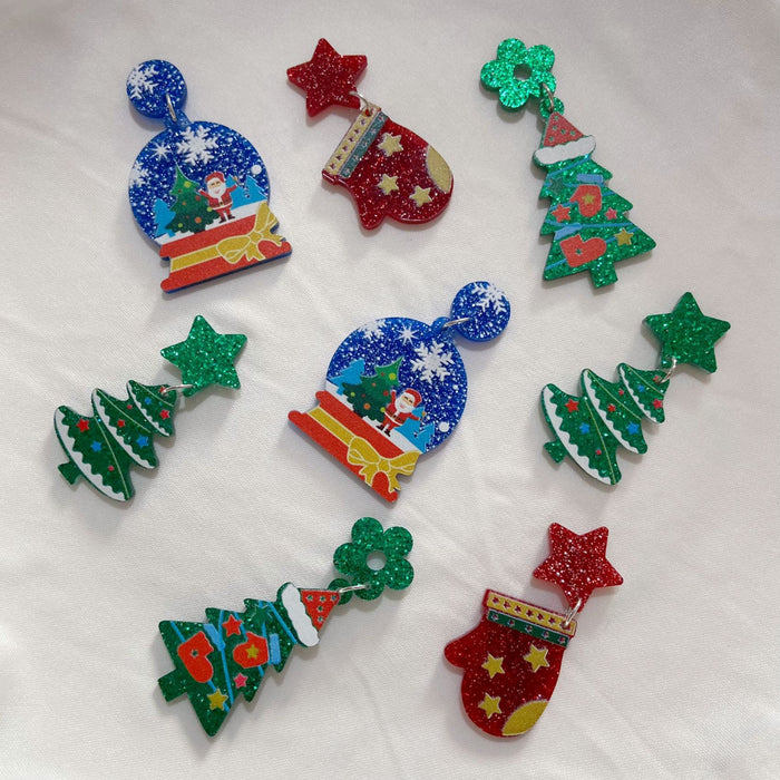 Wholesale Christmas series holiday earrings Christmas balls socks gloves Christmas tree acrylic earrings