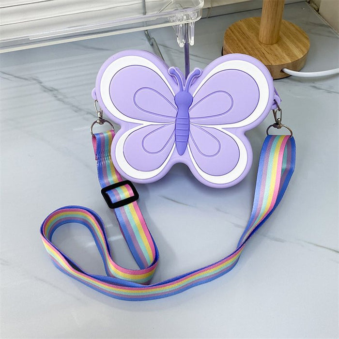 Wholesale Butterfly Silicone Children' s Crossbody Bag Chic Fashion Accessory MOQ≥3